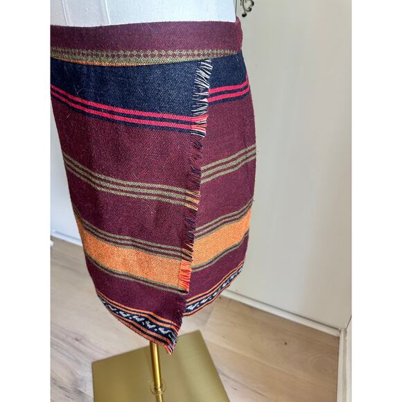 Vintage Wool Blanket Skirt Mini Wrap Size 10P Boho Western Southwestern Print - Picture 3 of 7